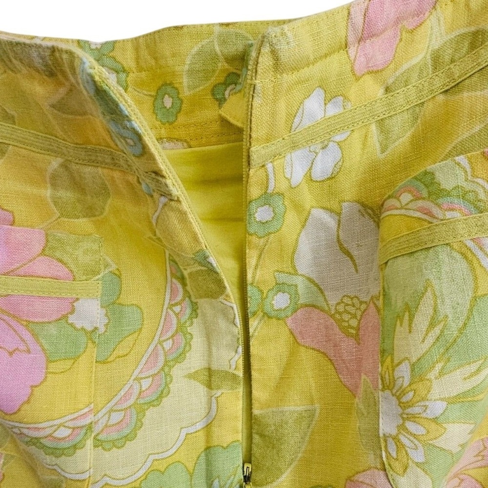 Sigrid Olsen Womens Yellow Floral Paisley 100% Linen Pencil Skirt Size 10 - Picture 6 of 6